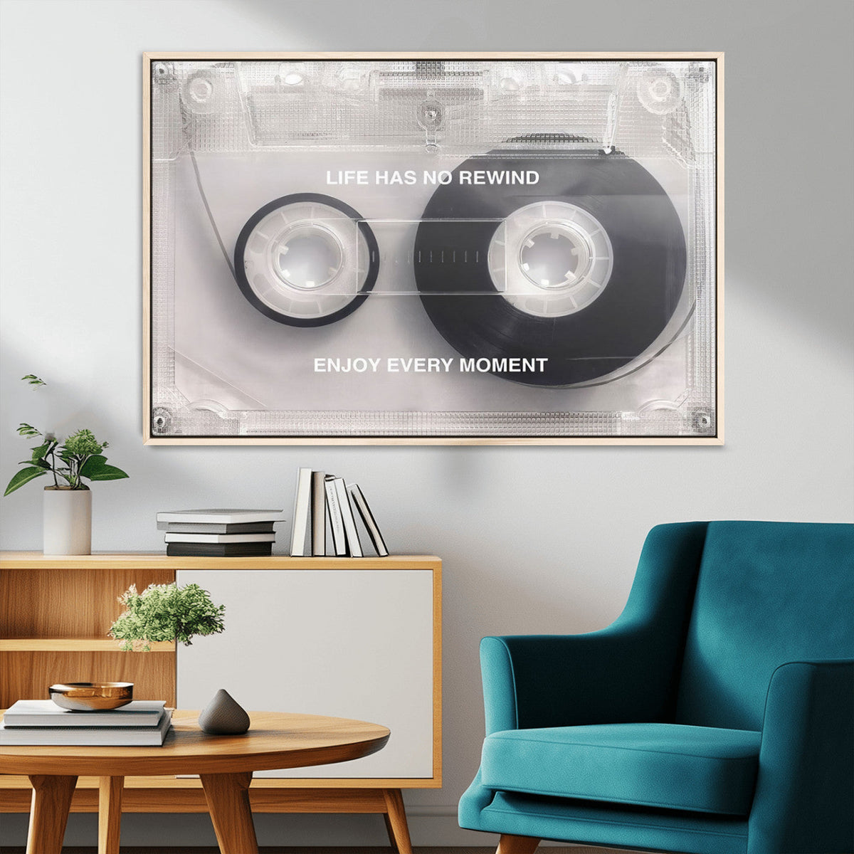 Vintage Cassette Tape Canvas Wall Art - Inspirational 'Life