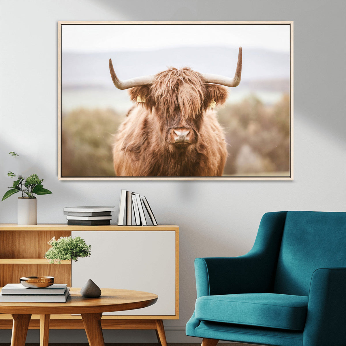Scottish Serene Highland Cow Canvas Wall Art – Serene