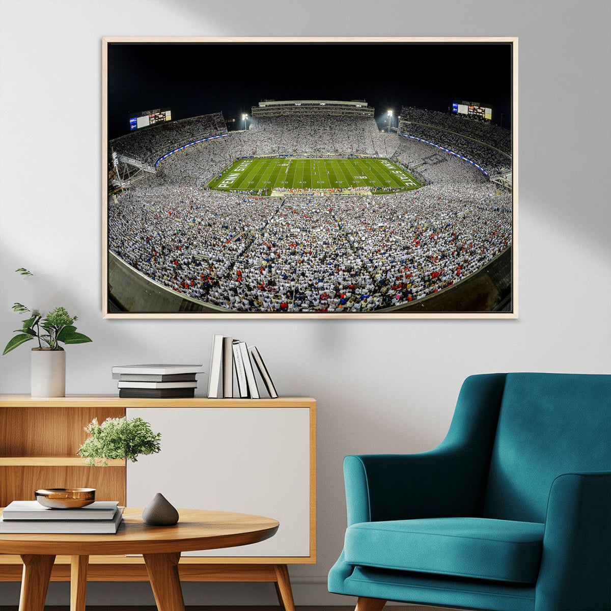 Beaver Stadium Night Game Triple Canvas Wall Art - Penn