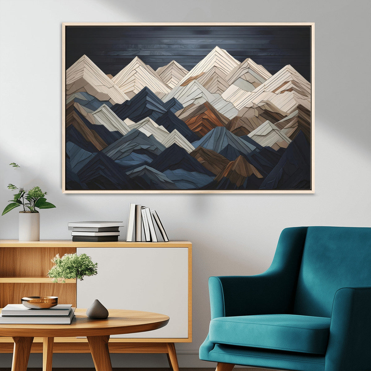 Mountain Wall Art – Modern Geometric Landscape Canvas Print,