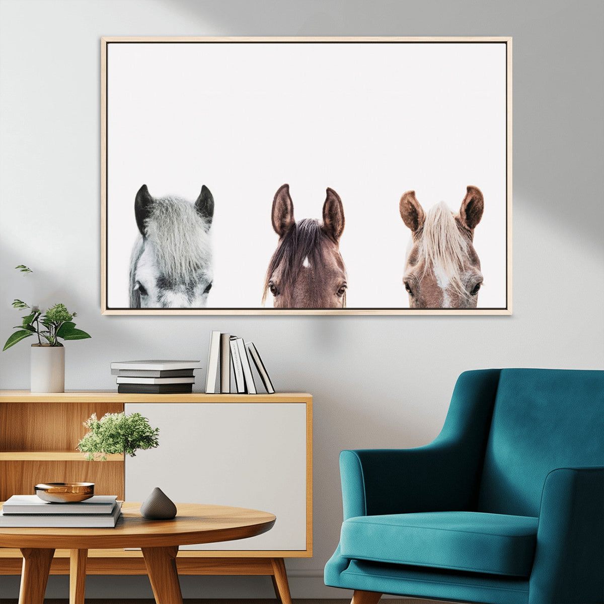 Horse Wall Art - Minimalist Horse Triptych Wall Art – Modern