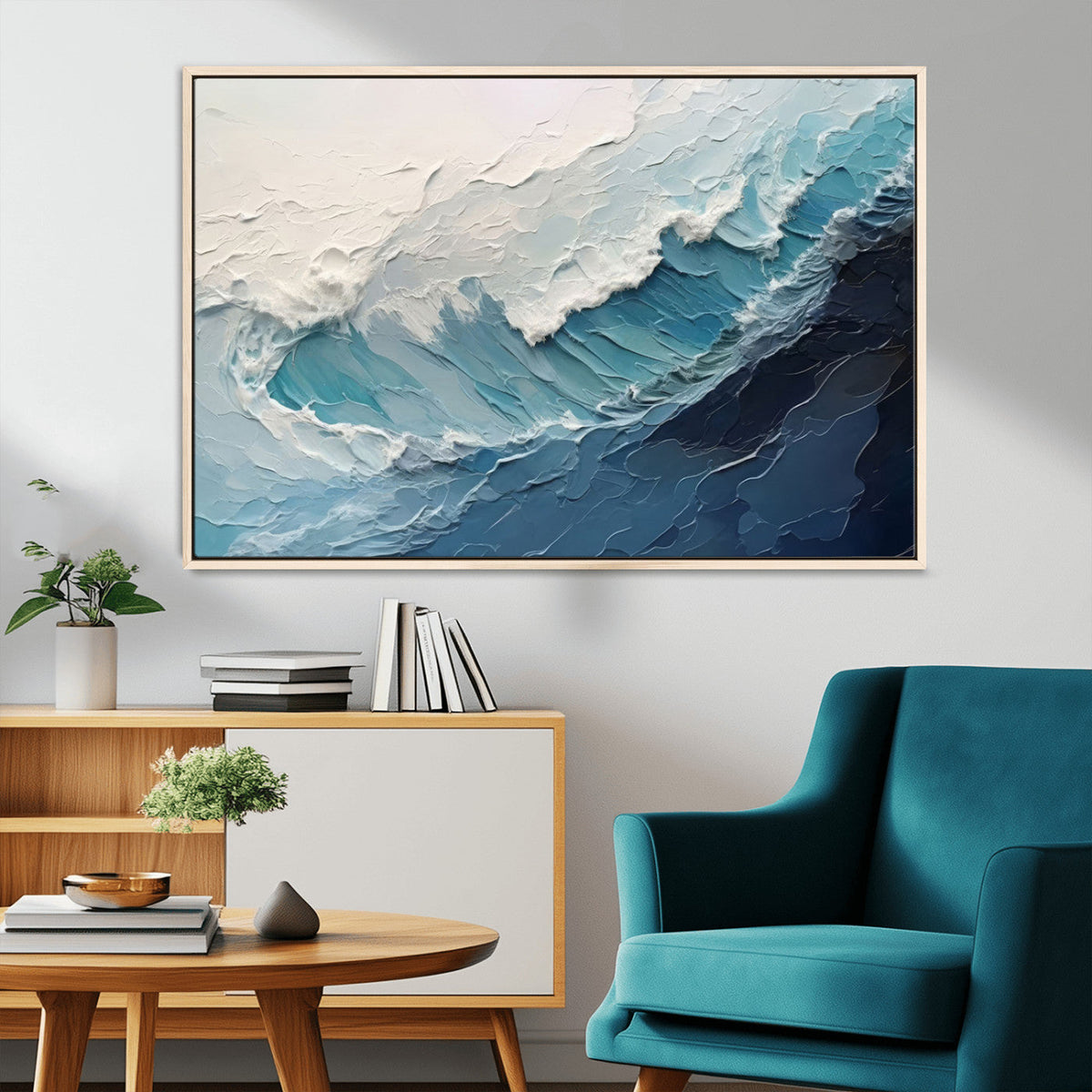 Ocean Wave Canvas Wall Art Print – Coastal Living Room Large