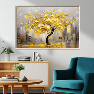 Golden Tree Canvas Print | Abstract Wall Art for Modern