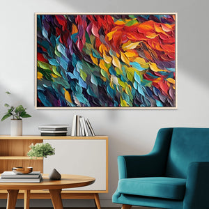 Vibrant Abstract Leaf Wall Art Canvas Print | Bold Colorful