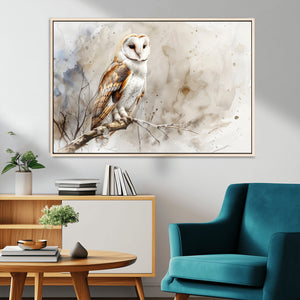 Barn Owl Wall Art | Watercolor Canvas Print | Perfect for