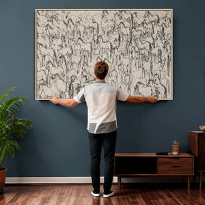 Abstract Horse Sketch Wall Art | Ready to Hang and Framed |