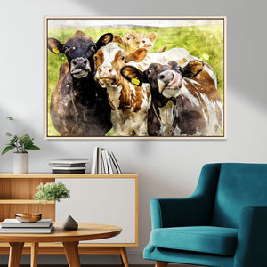 Curious Cows Farmhouse Wall Art | Ready to Hang and Framed