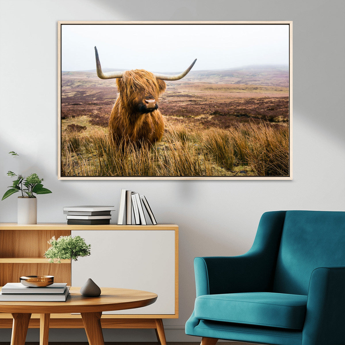 Scottish Highland Cow Canvas Wall Art – Rustic Farmhouse