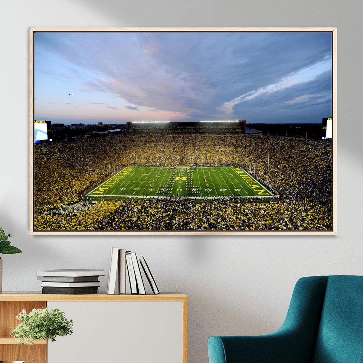 Michigan Stadium Wall Art Canvas Print, Vibrant Game Day