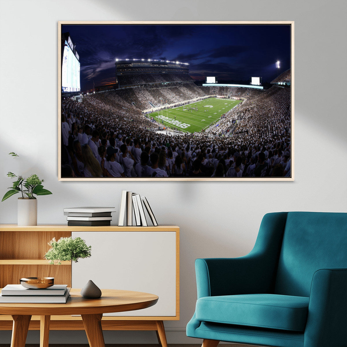 Michigan State Spartans Canvas, Framed Football Team Print -