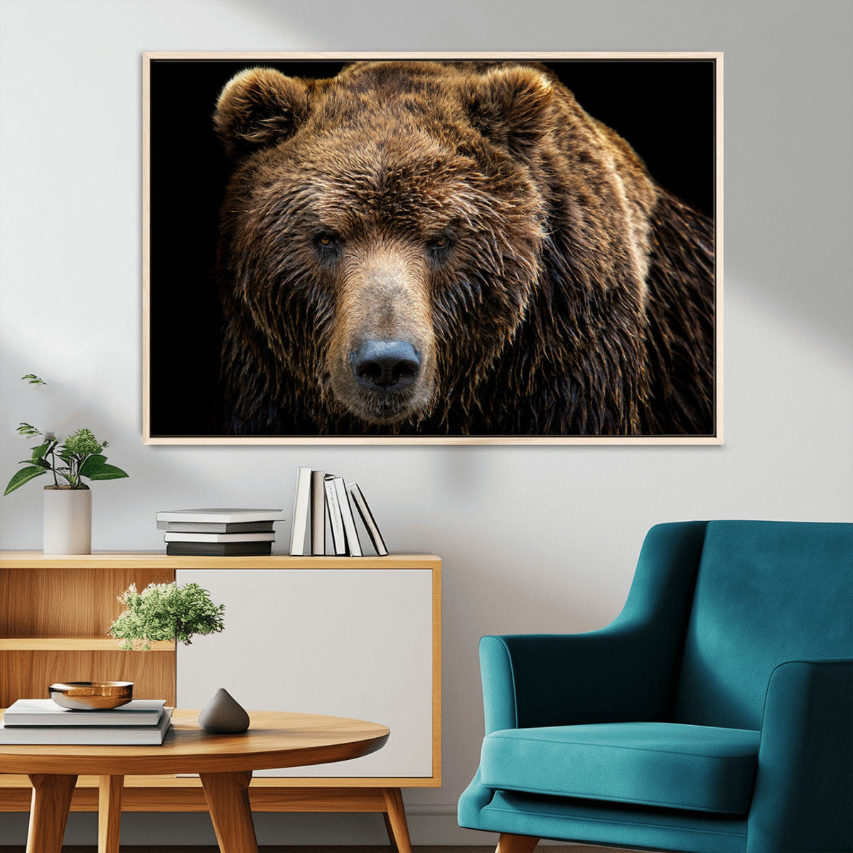 Grizzly Brown Bear Canvas Wall Art, Wildlife Animal Canvas