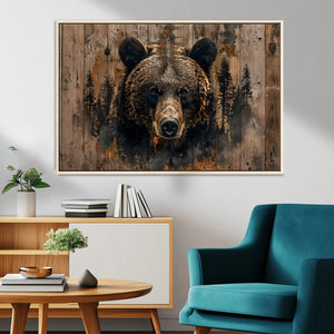 Rustic Grizzly 399 Wall Art | Triptych Canvas Print | Rustic