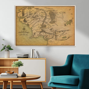 Middle Earth Map Canvas Wall Art – Vintage Fantasy Map