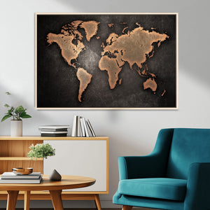 World Map Canvas Print – Framed Travel Map Wall Art for