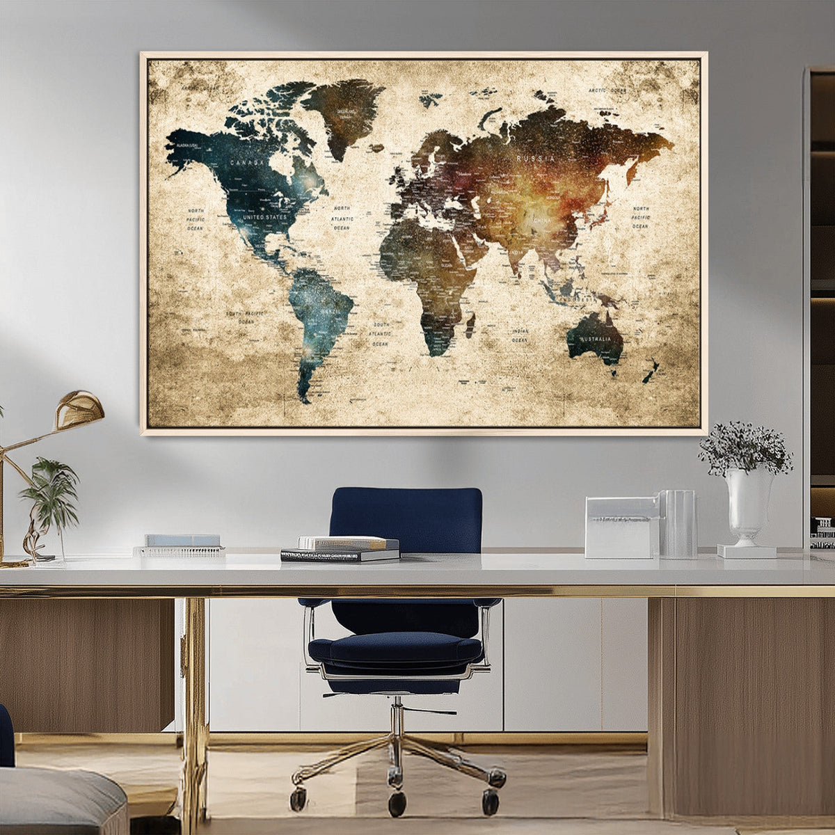 World Map Canvas Print – Detailed Map of the World Wall Art