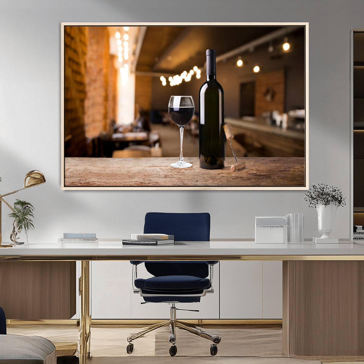 Wine and Bottle Wall Art Canvas Print