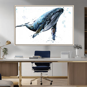 Watercolor Whale Wall Art Canvas Print