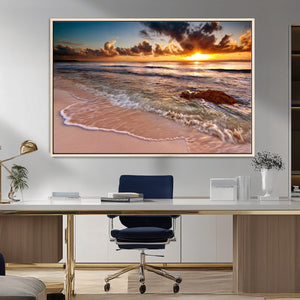 Sunset on Ocean Wall Art Canvas Print