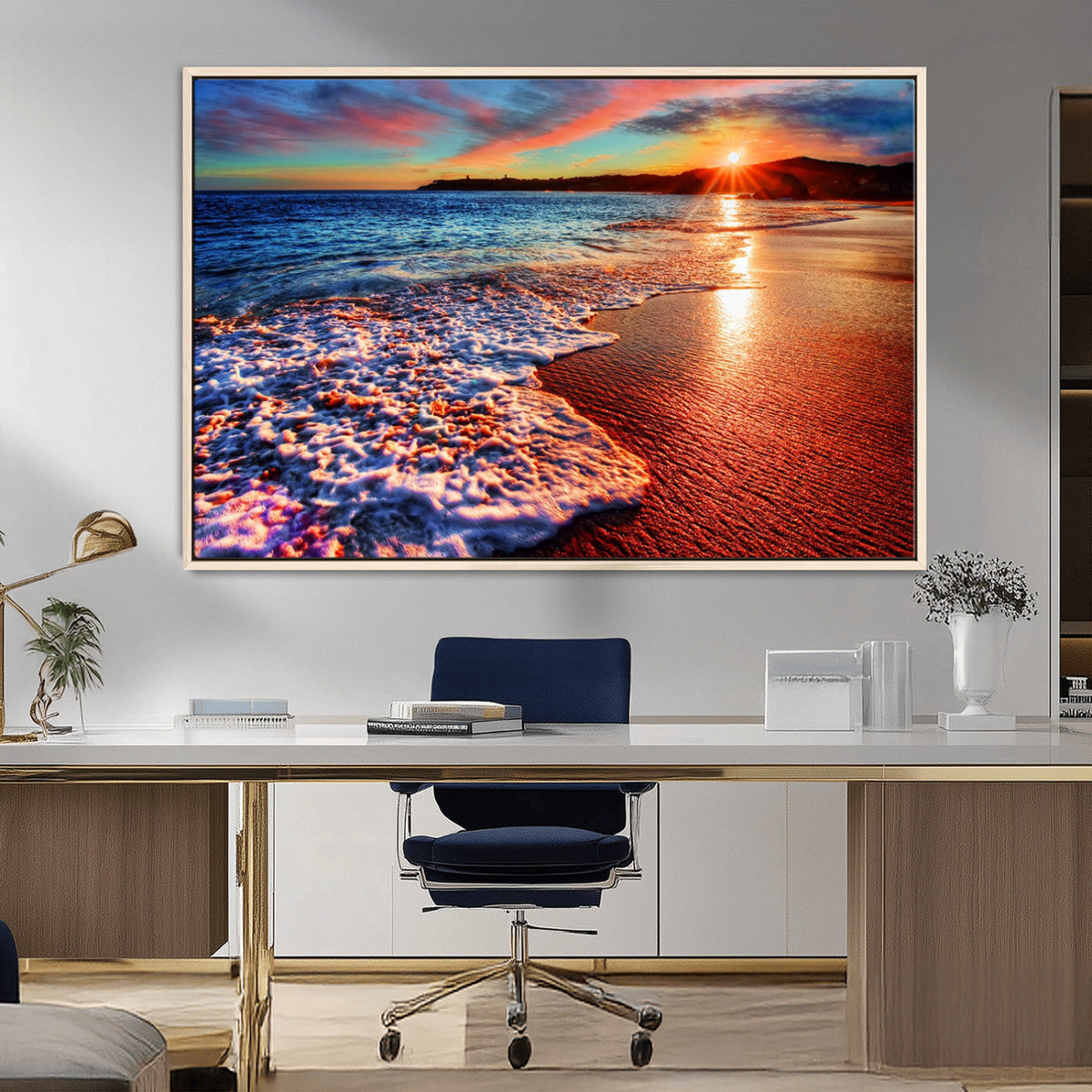Colorful Coastal Sunset on the Beach Canvas Print, Ocean