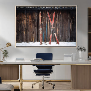 Vintage Ski Gear Canvas Print, Vintage Ski Gear Against