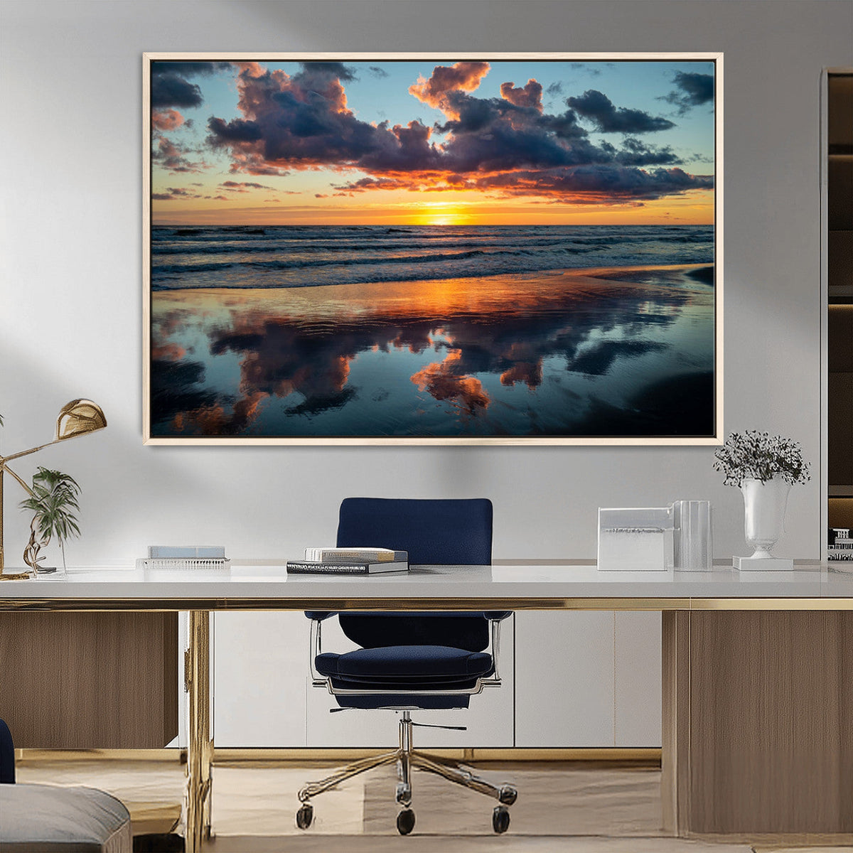 Beach Sunset Print - Stunning Ocean Canvas Artwork with