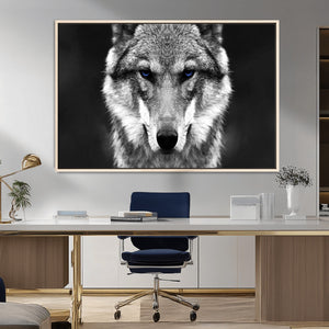 Black and White Wild Wolf Wall Art Canvas Print