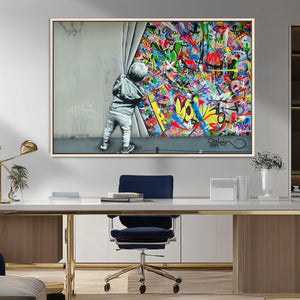 Banksy Colorful Street Graffiti Canvas Wall Art Print,