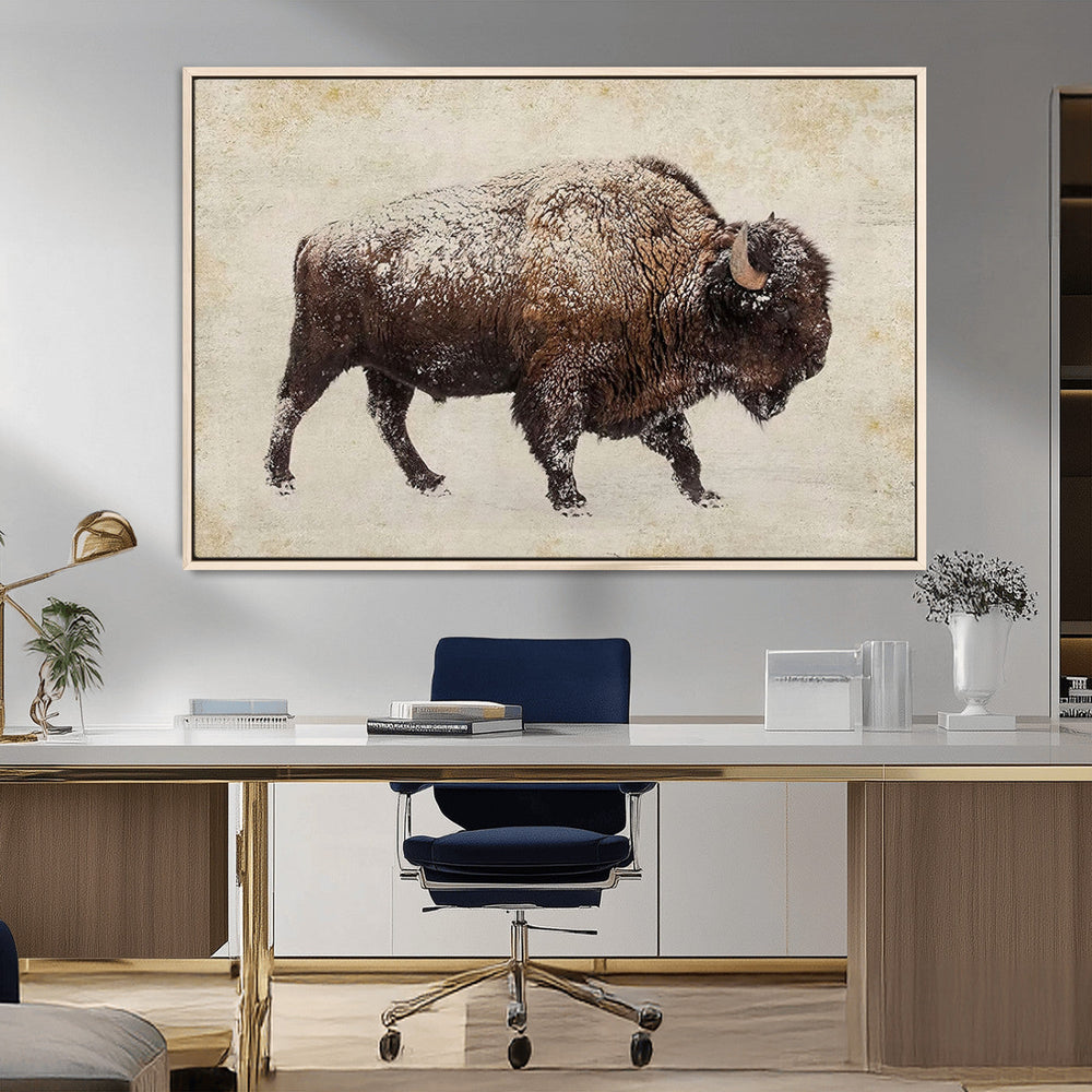 Buffalo Wall Art, Western Bison Canvas Print, Rustic Buffalo