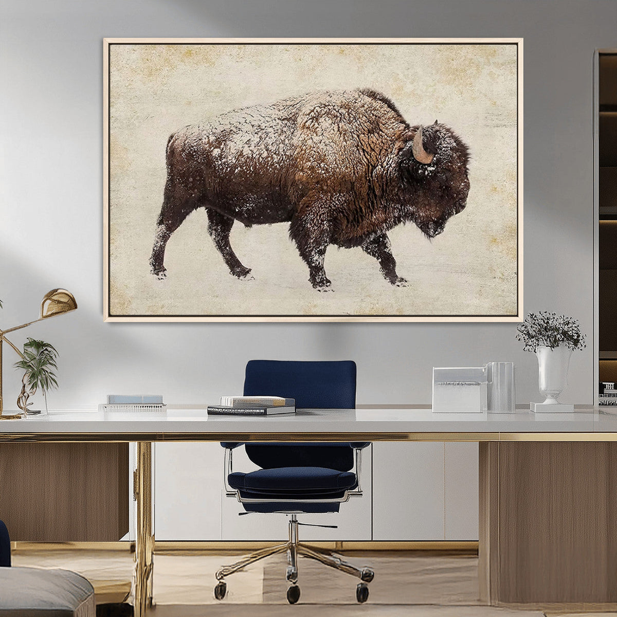 Buffalo Wall Art, Western Bison Canvas Print, Rustic Buffalo