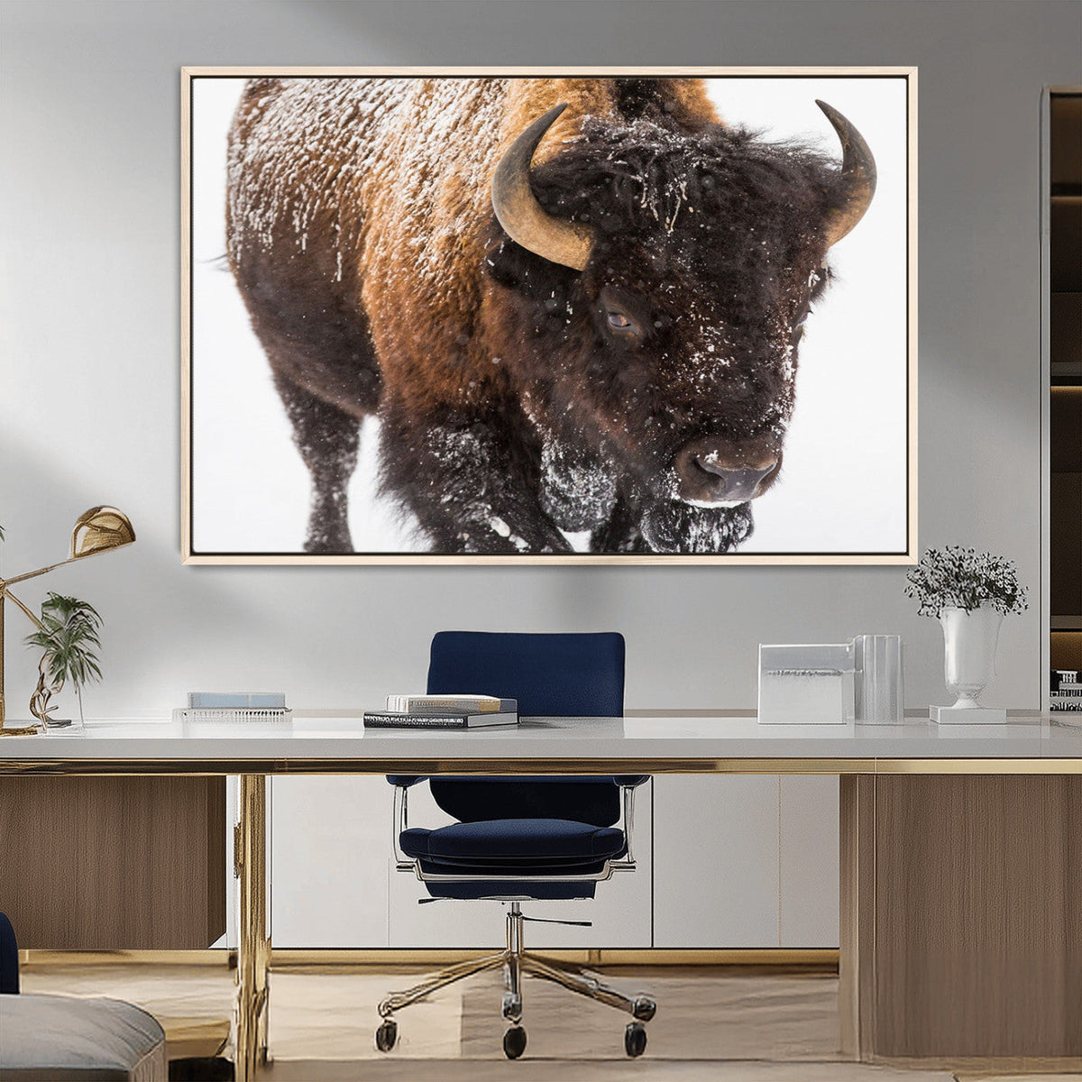 Bison Wall Art Canvas Print For Farmhouse, Wild Animal Wall