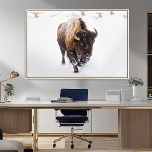 Bison Winter Wall Art Canvas Print For Farmhouse Decor