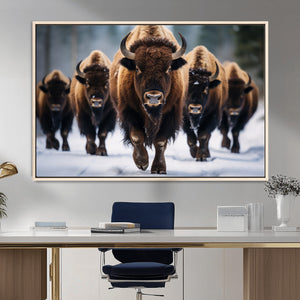 Buffalo Wall Art Canvas Print, American Bison Herd Wall Art