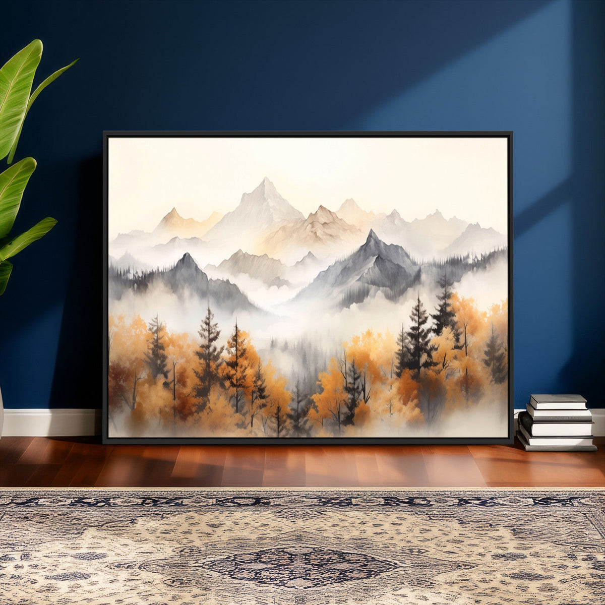 Abstract Mountain Wall Art | Misty Mountain Forest and