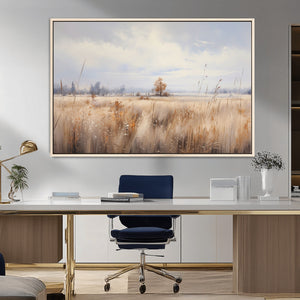 Golden Fields Wall Art Print Canvas – Serene Landscape of