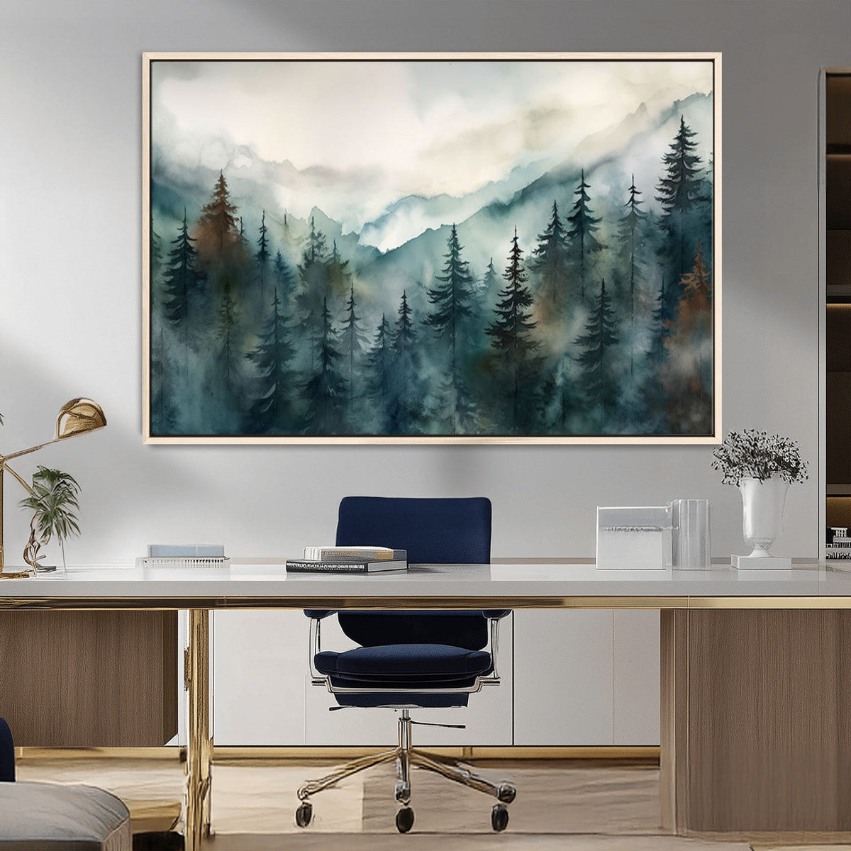 Serenity Forest Wall Art Canvas | Foggy Mountain Landscape