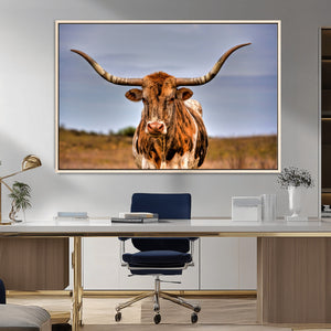 Texas Longhorn Wall Art Print, Framed Longhorn Cow Wall Art