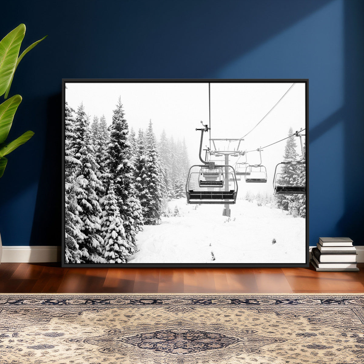 Ski Wall Art - Ski Lift Wall Art Canvas Print Snow Covered
