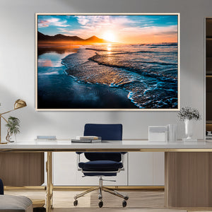 Sunset Beach Ocean Canvas Wall Art – Tranquil Ocean