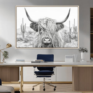 Rustic Charm | Cow Longhorn Black White Bighorn Wall Art
