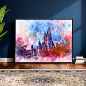 Disney Wall Art: Dreamy Watercolor Cinderella Castle Canvas