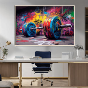 Abstract Graffiti Barbell Canvas Wall Art – Urban Fitness