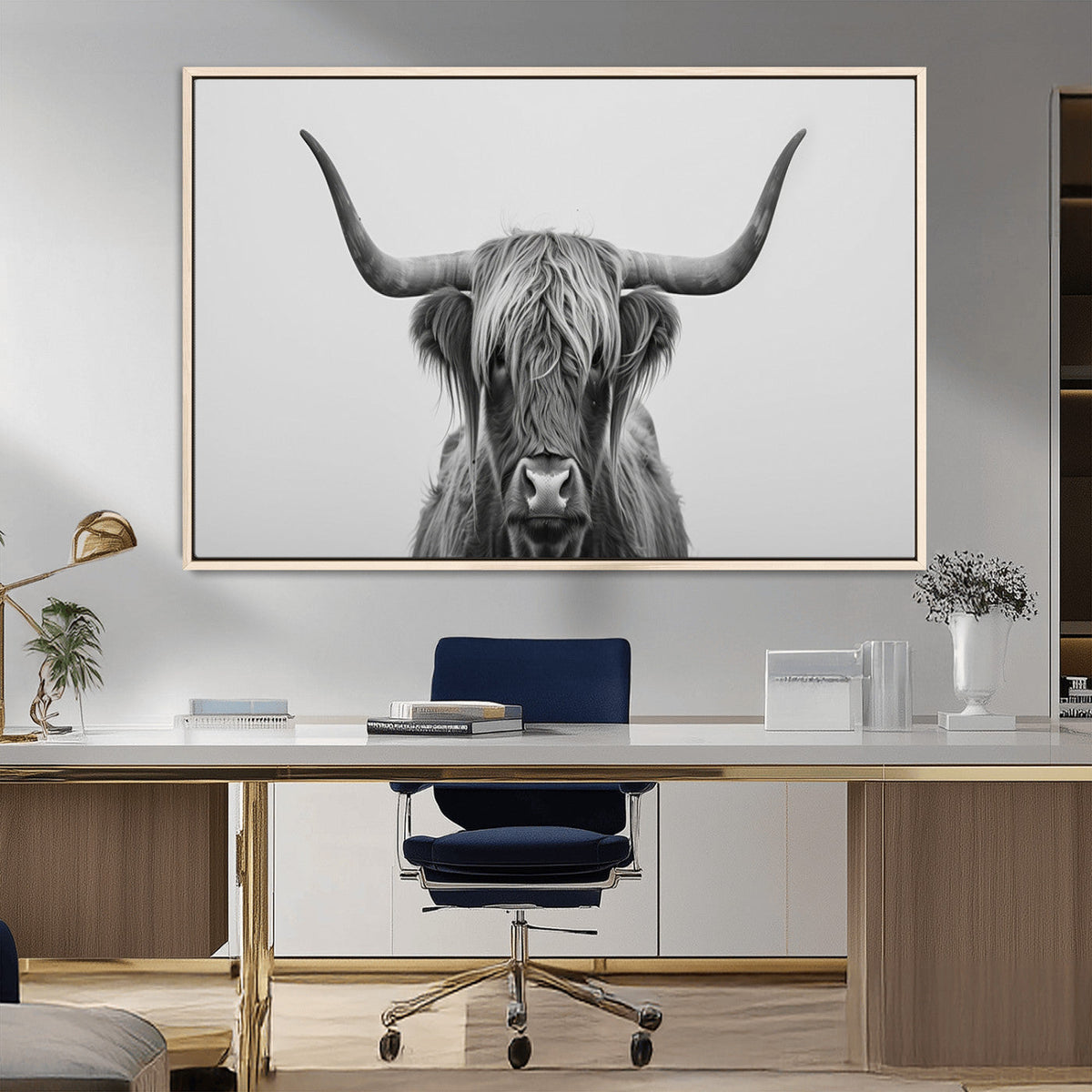 Farmhouse Longhorn Wall Art Canvas Print, Longhorn Texas