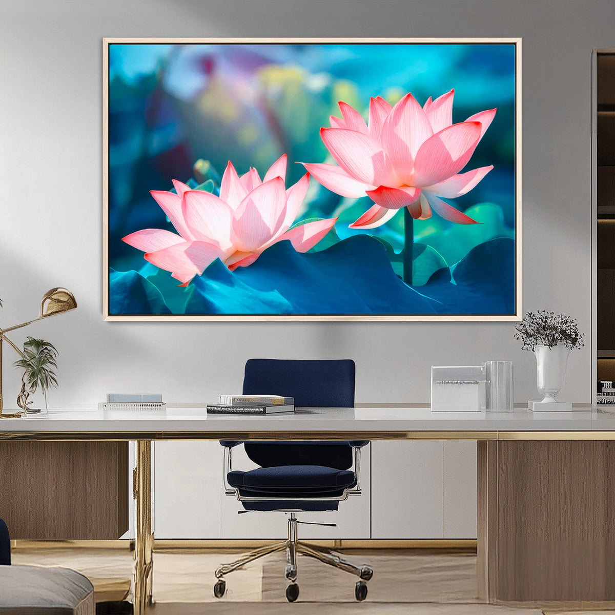 Pink Lotus Flower Canvas Wall Art | Vibrant Floral Wall