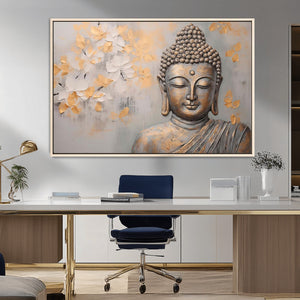Abstract Buddha Statue Wall Art Canvas Print - Modern