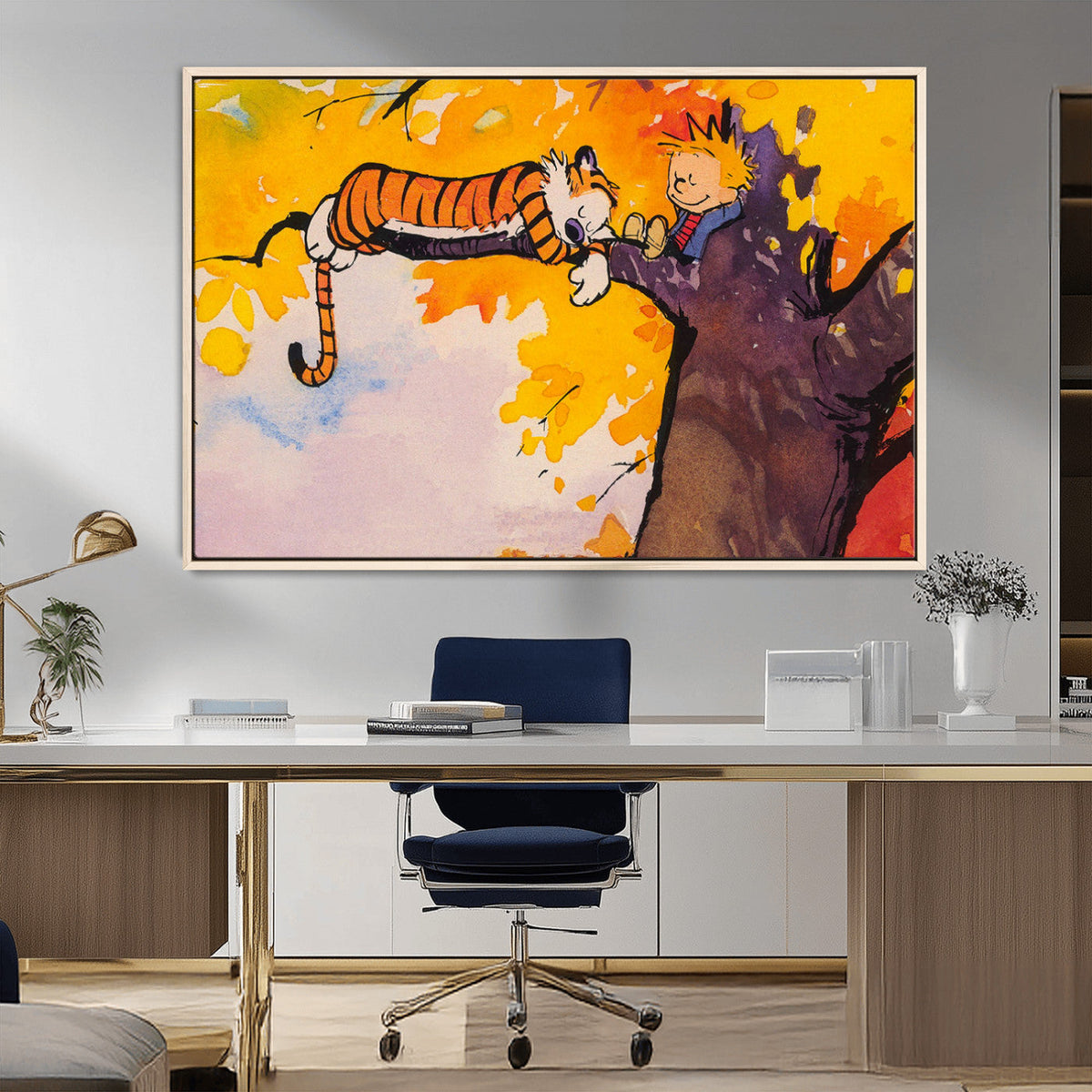 Calvin and Hobbes Tree Scene Canvas Print | 3 Panel Large