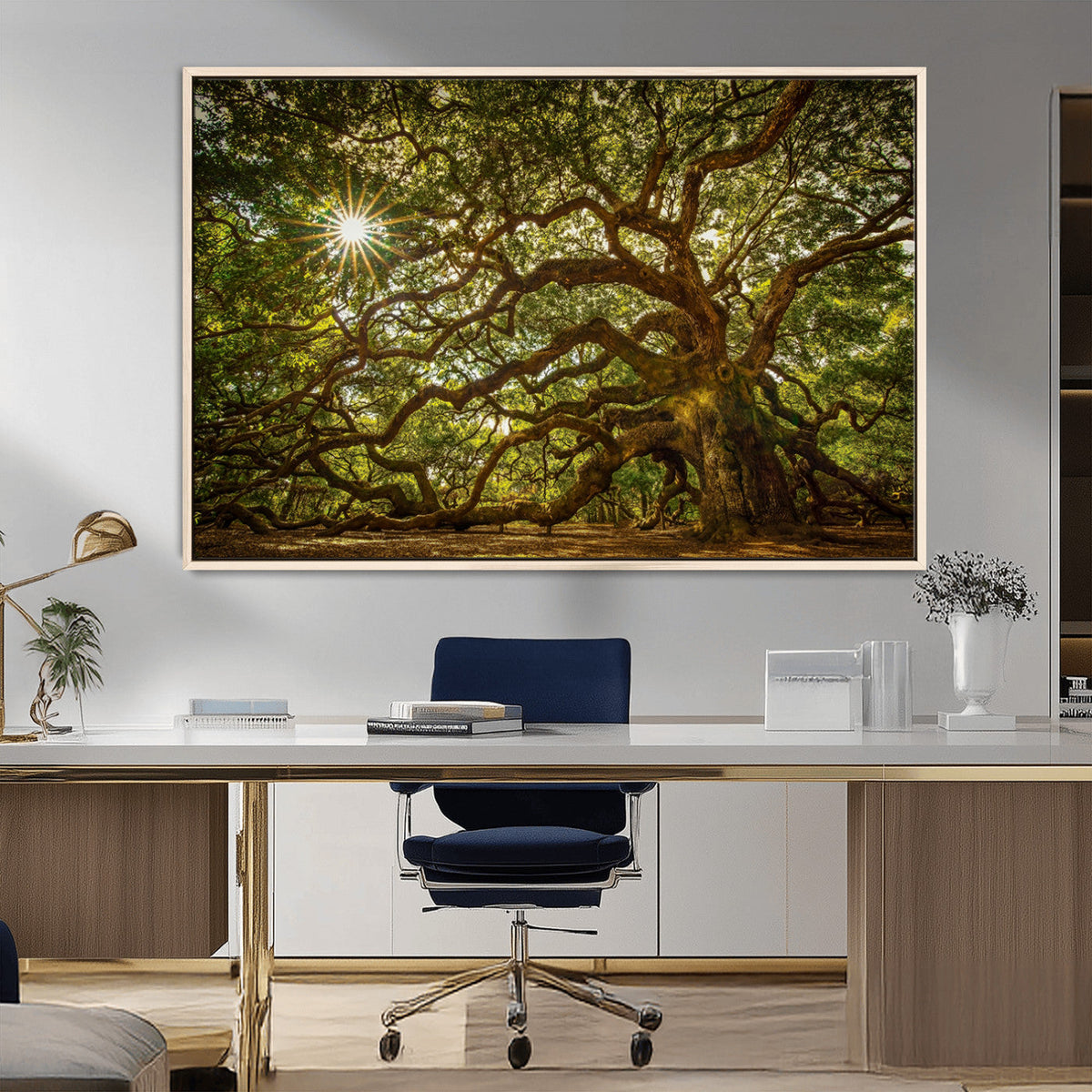 Ancient Angel Oak Tree Art Sunburst Canvas Print-