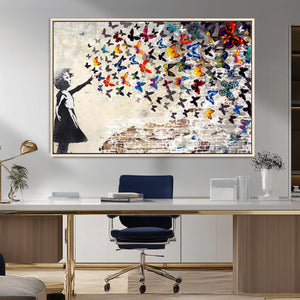 Banksy Graffiti Wall Art Canvas Print: Girl Releasing