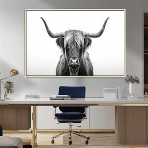 Highland Wall Art Canvas Print – Minimalist Black and White