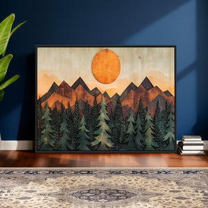 Sunset Mountain Landscape Canvas Wall Art Print - Nature