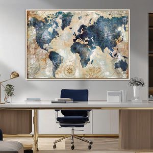 World Map Canvas Print – Framed Wall Art for Couples,